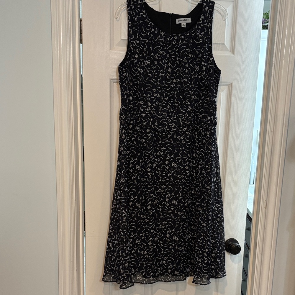 Shelby & Palmer Black and White Patterned Midi Dress